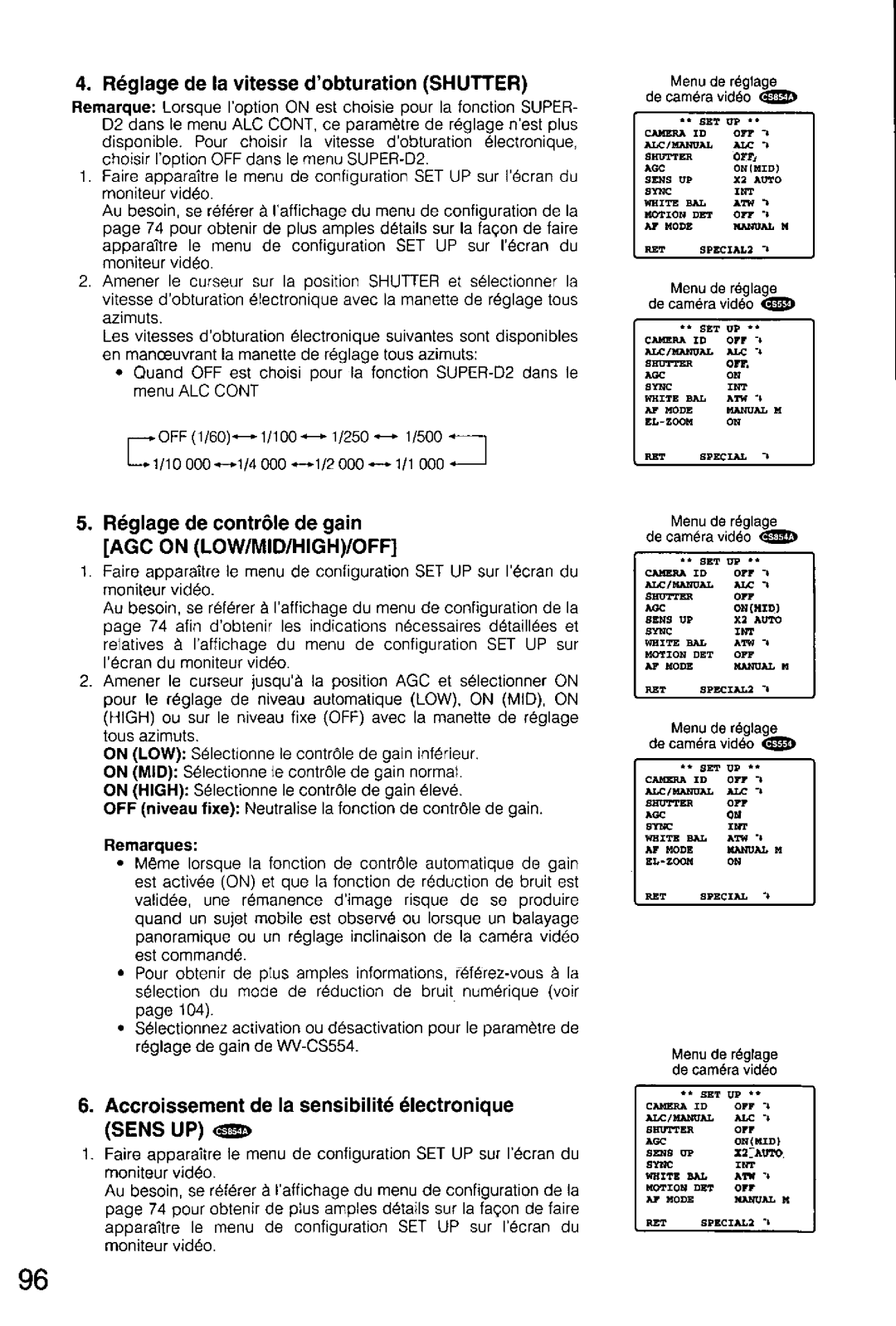 Panasonic WV-CS554, WV-CS854A manual 