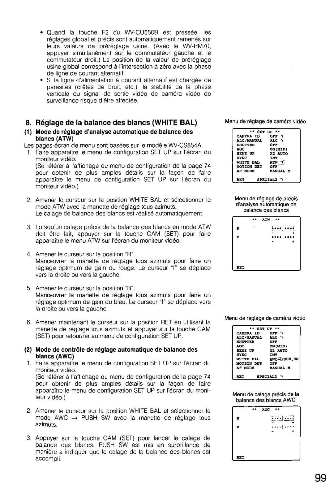 Panasonic WV-CS854A, WV-CS554 manual 