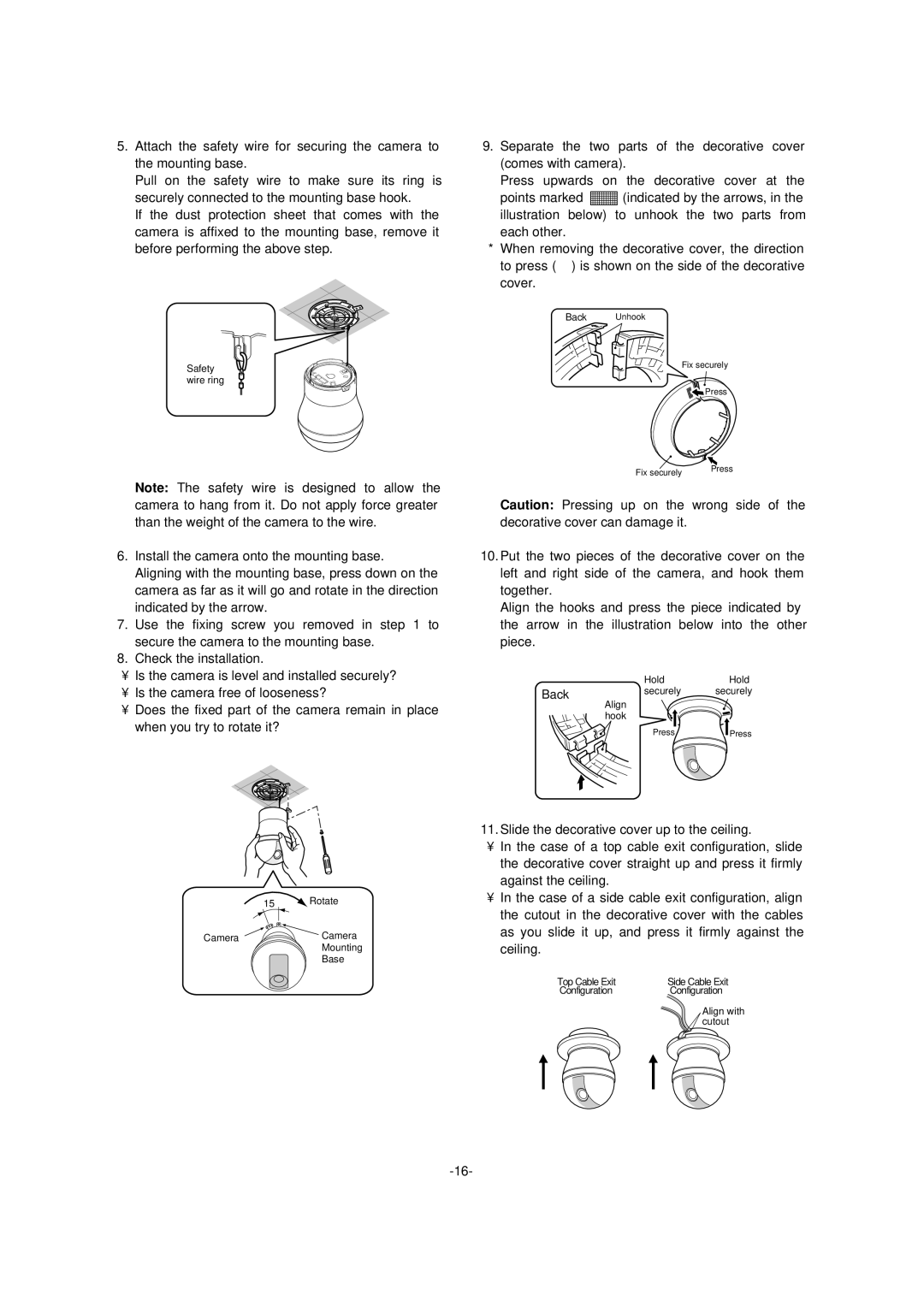 Panasonic WV-CS954 operating instructions Back 