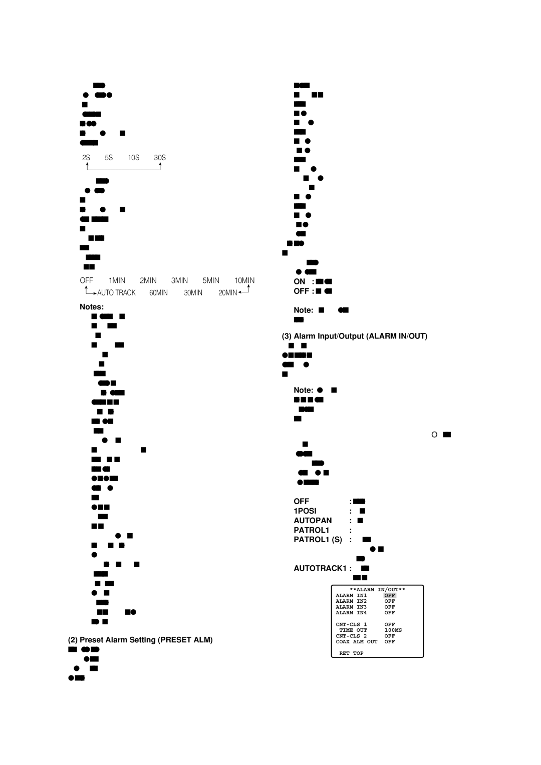 Panasonic WV-CS954 operating instructions 1POSI, Autopan, PATROL1 