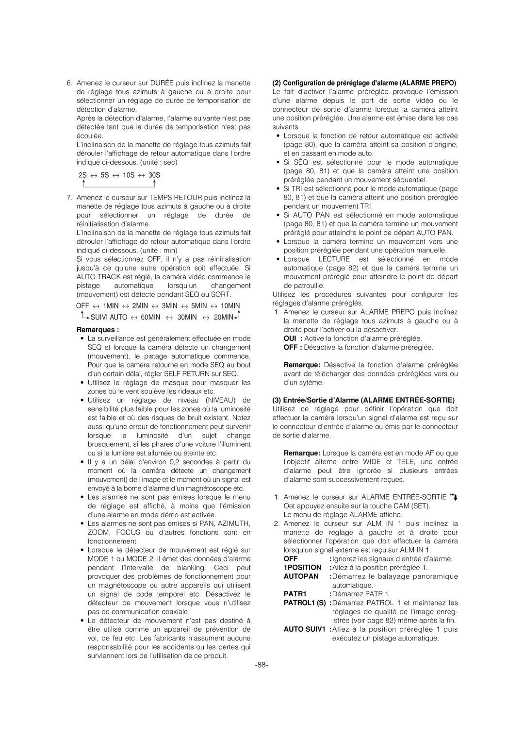 Panasonic WV-CS954 operating instructions 1POSITION, PATR1 