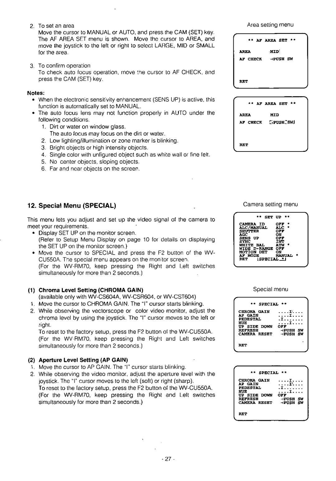 Panasonic WV-CS604A, WV-CST604, WV-CSR604, WV-BS504, WV-BST504 manual 