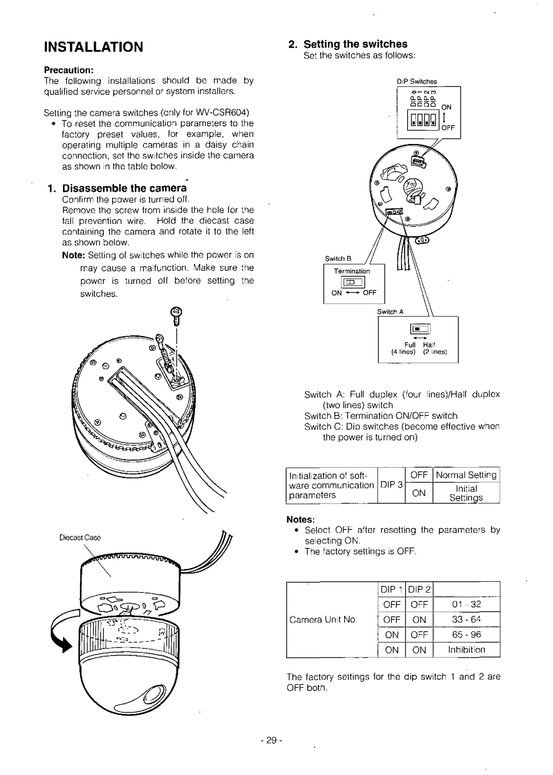 Panasonic WV-CSR604, WV-CST604, WV-BS504, WV-BST504, WV-CS604A manual 