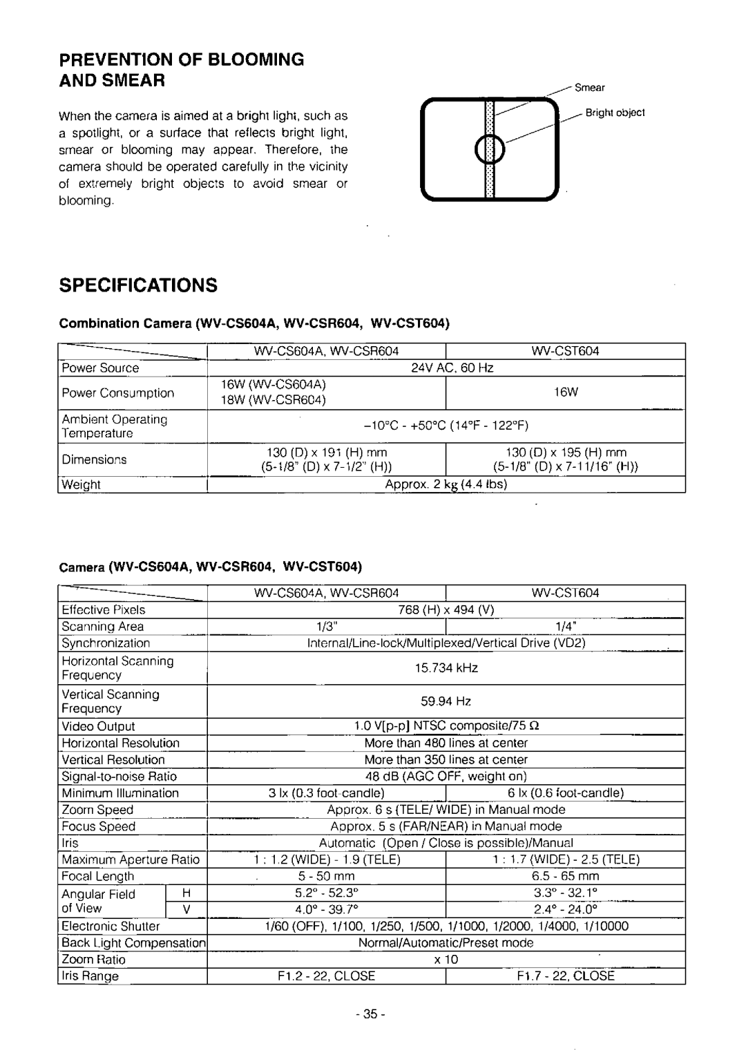 Panasonic WV-BS504, WV-CST604, WV-CSR604, WV-BST504, WV-CS604A manual 