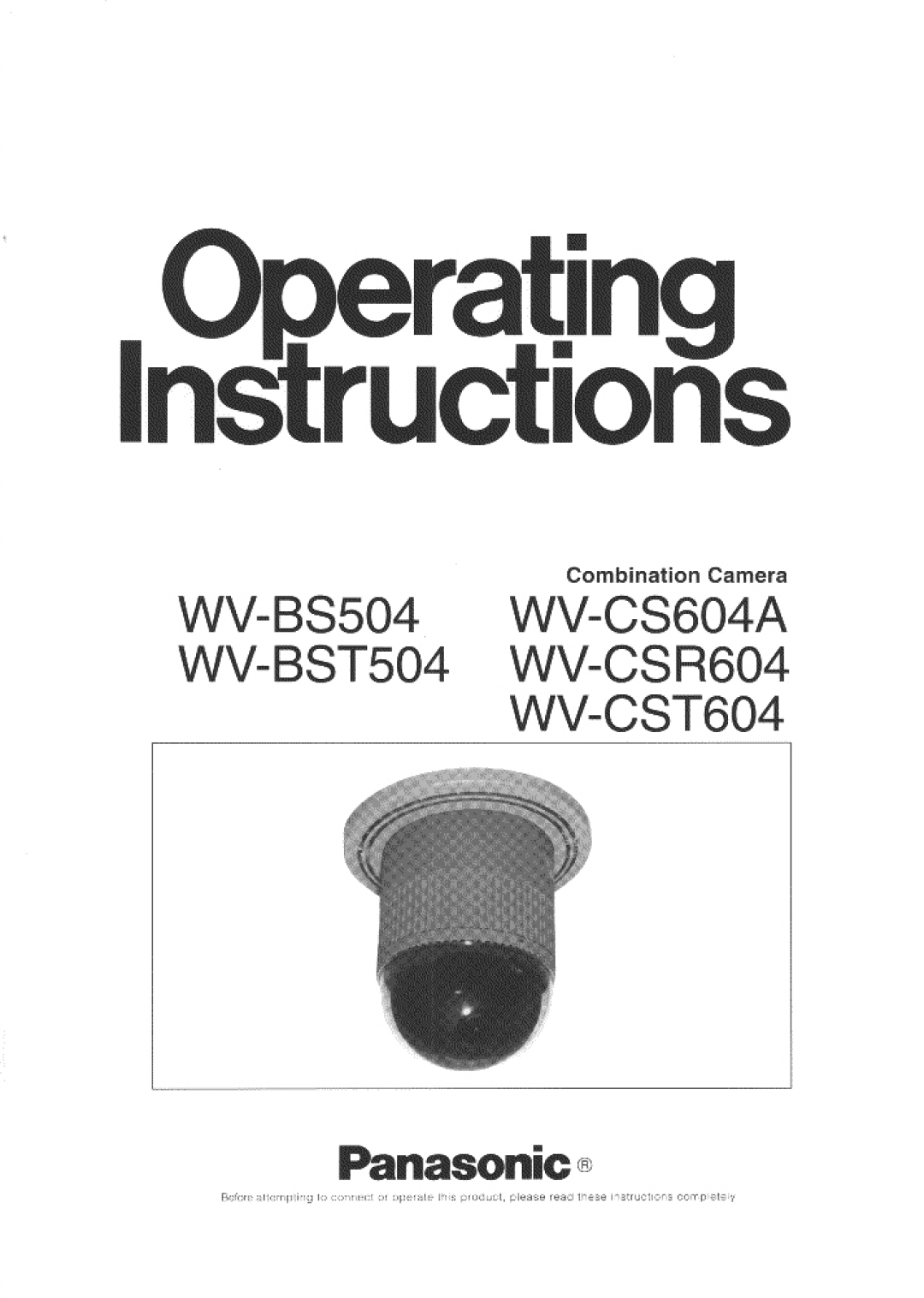 Panasonic WV-CSR604, WV-CST604, WV-BS504, WV-BST504, WV-CS604A manual 