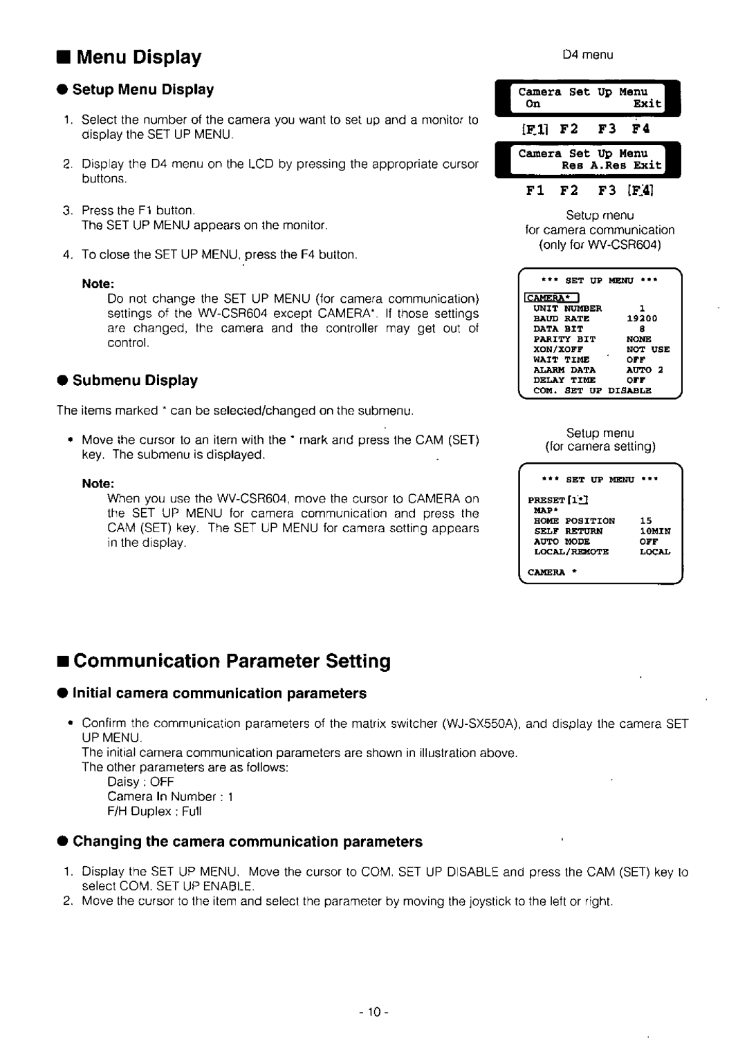 Panasonic WV-BS504, WV-CST604, WV-CSR604, WV-BST504, WV-CS604A manual 