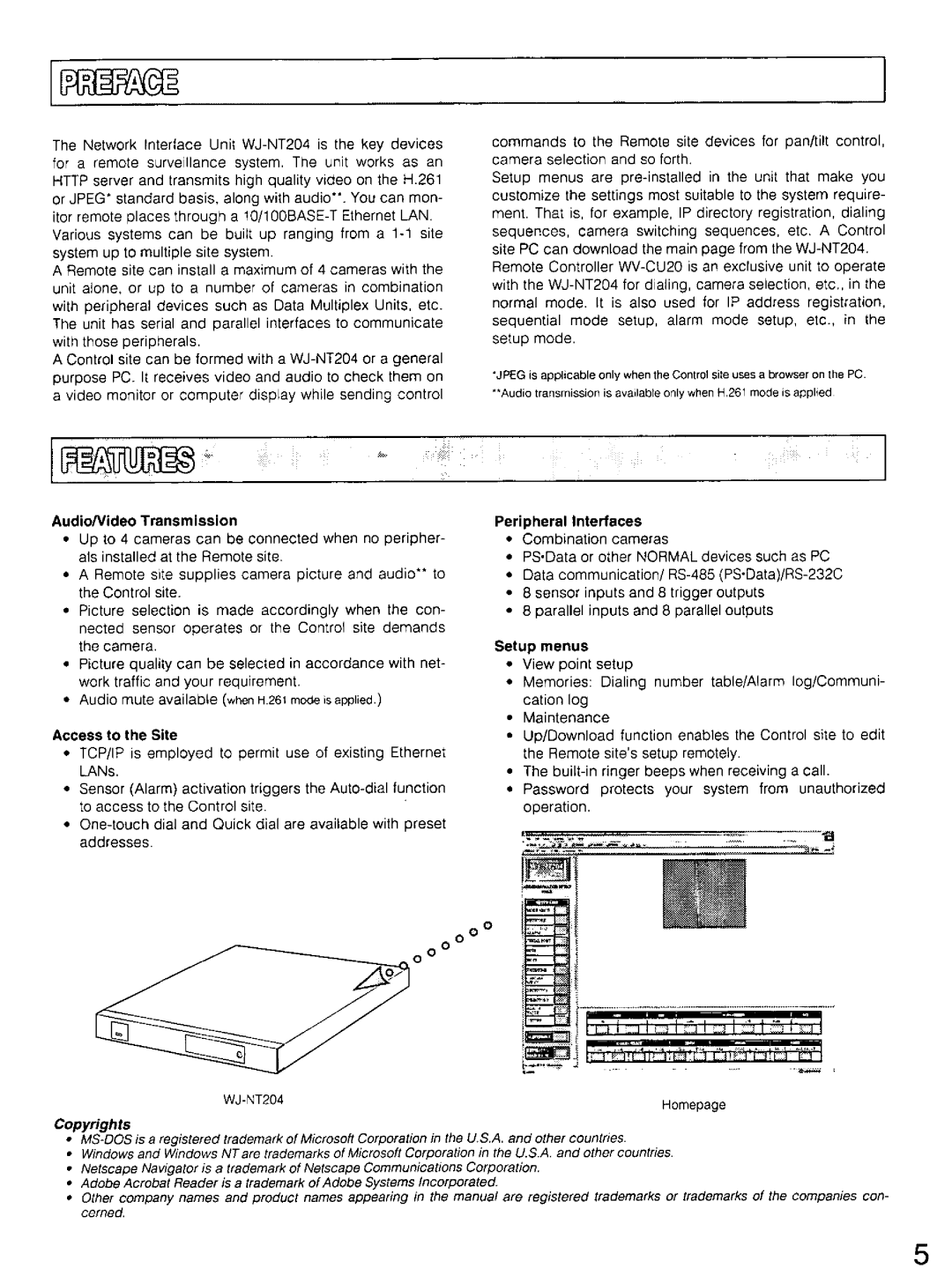 Panasonic WJ-NT204, WV-CU20 manual 