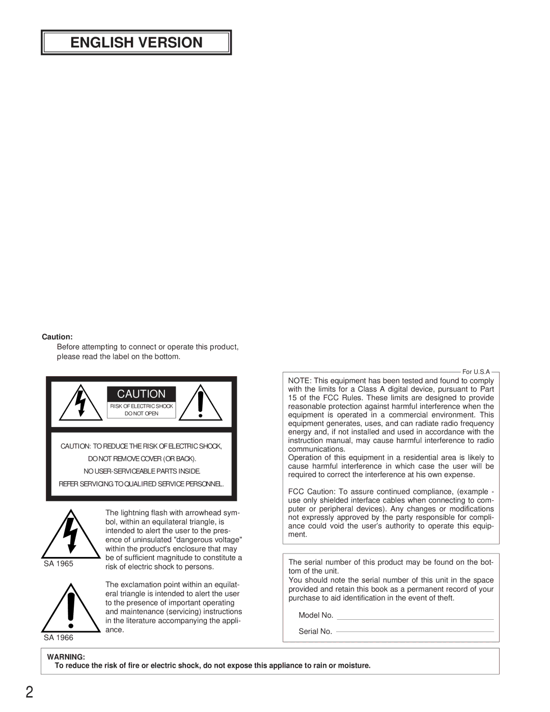 Panasonic WV-CU360C manual English Version 