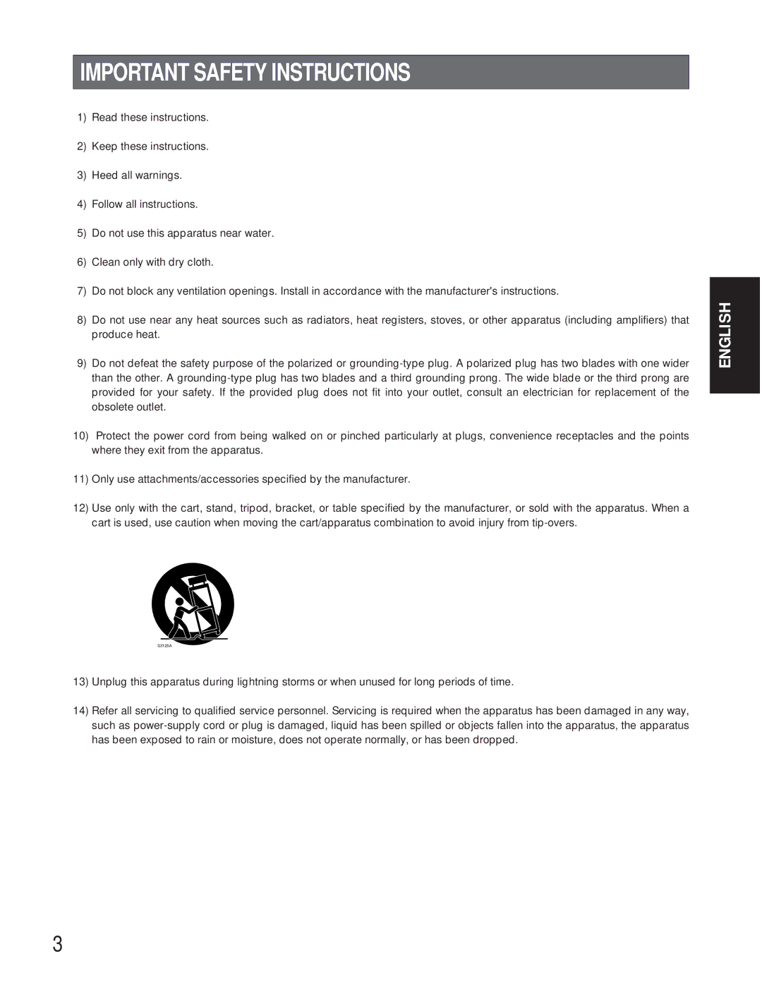 Panasonic WV-CU360C manual Important Safety Instructions 