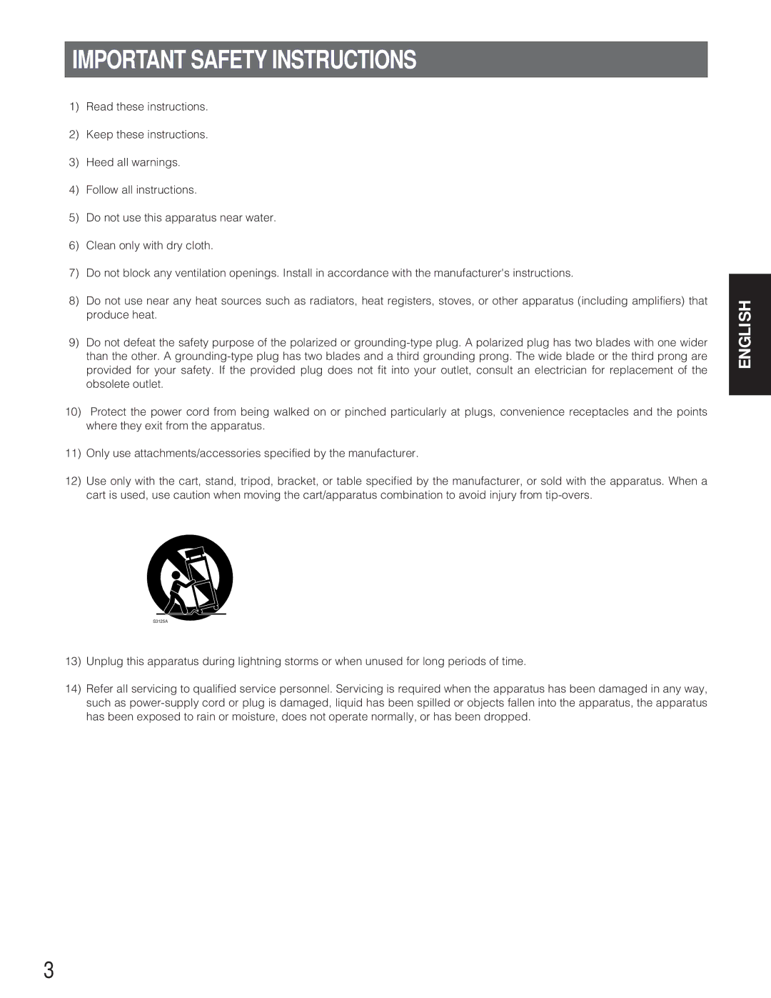 Panasonic WV-CU550CJ manual Important Safety Instructions 