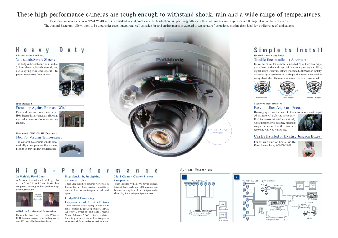 Panasonic WV-CW240 Withstands Severe Shocks, Protection Against Rain and Wind, Ideal for Varying Temperatures 