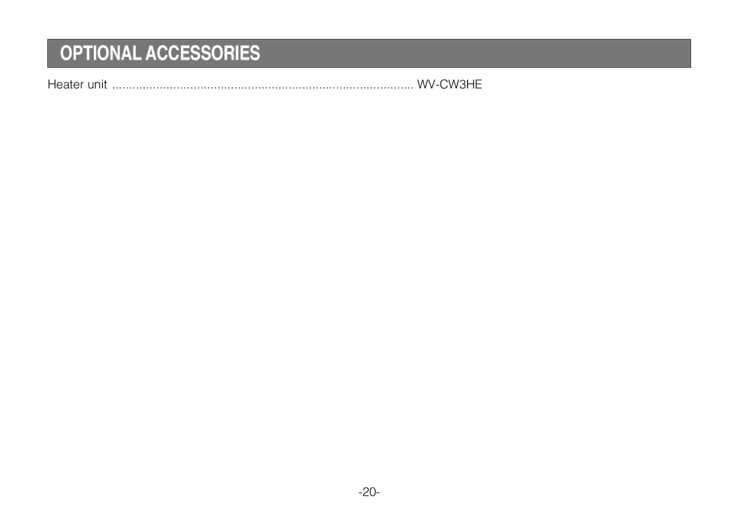 Panasonic WV-CW244FE, WV-CW240S operating instructions Optional Accessories 