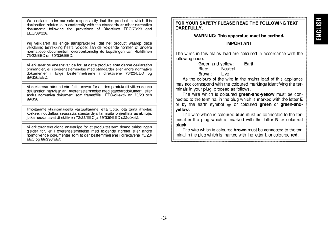 Panasonic WV-CW240S, WV-CW244FE operating instructions English 