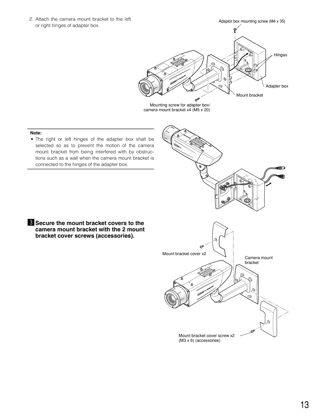 Panasonic WV-CW384 operating instructions Mount bracket 