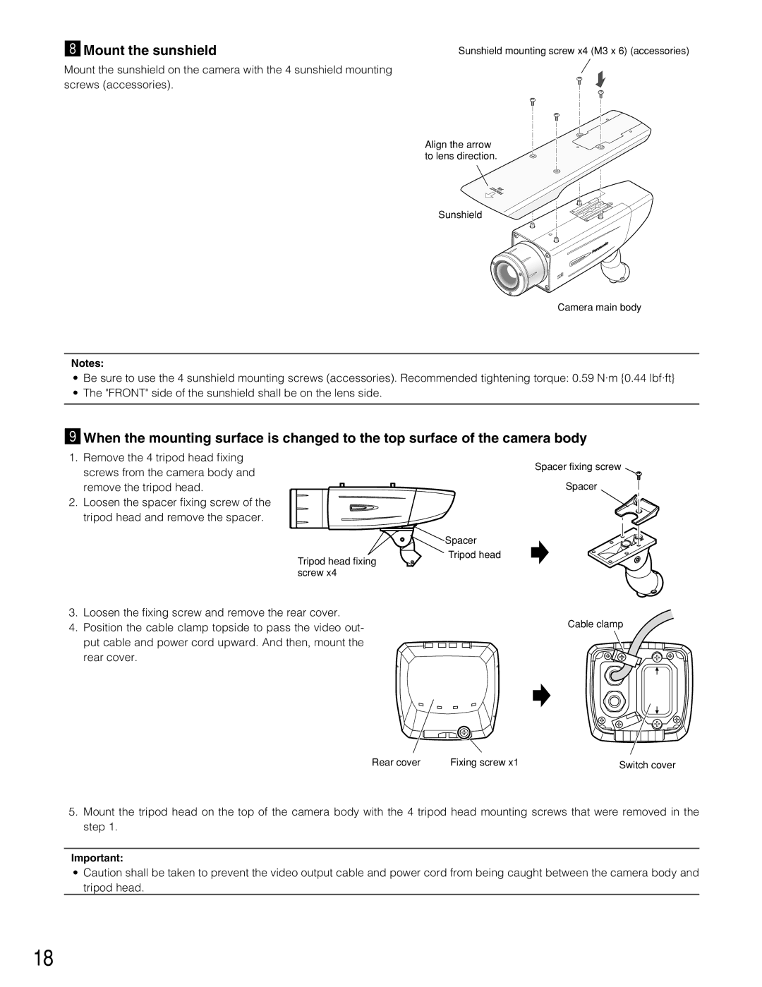 Panasonic WV-CW384 operating instructions Mount the sunshield 