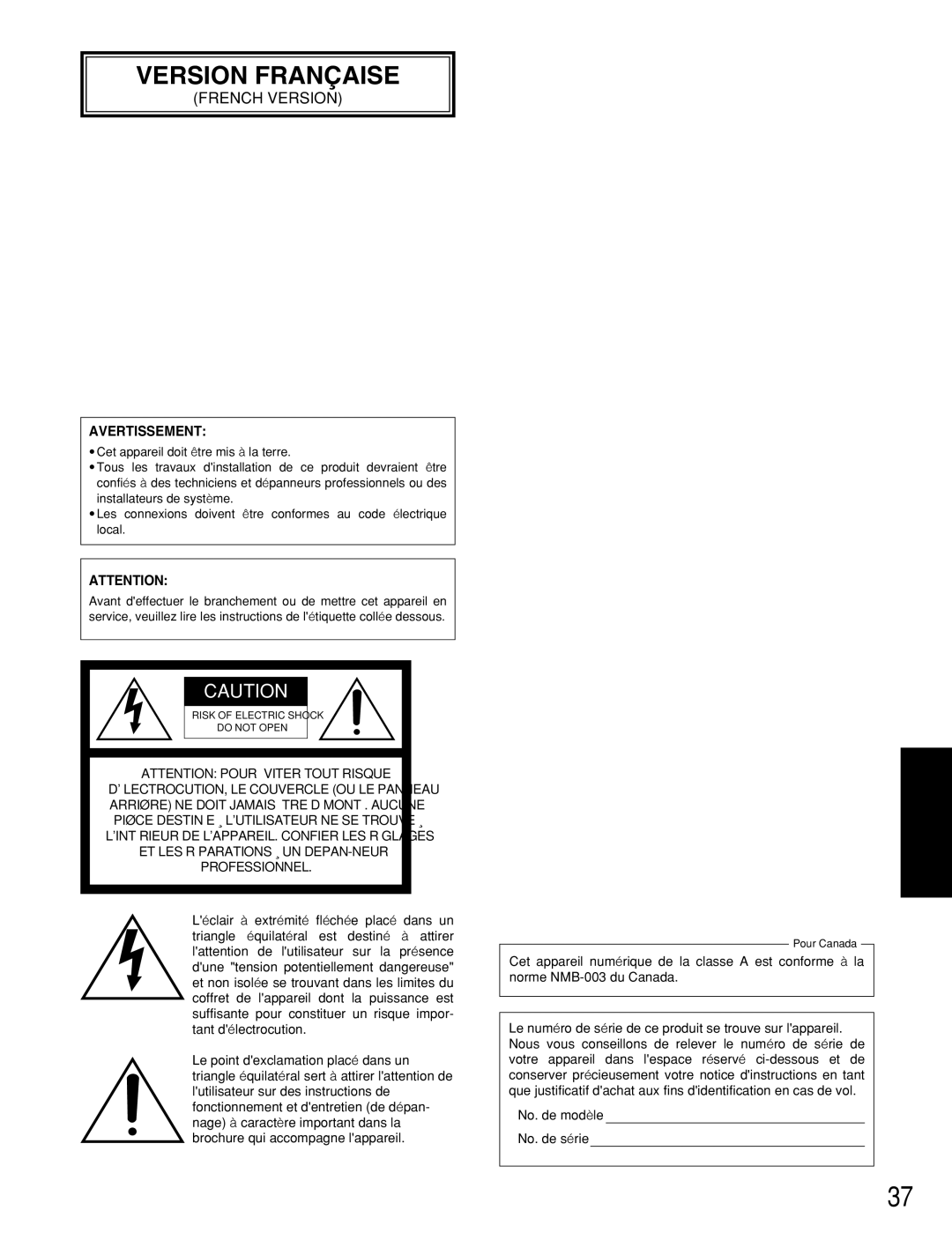 Panasonic WV-CW384 operating instructions Version Française 