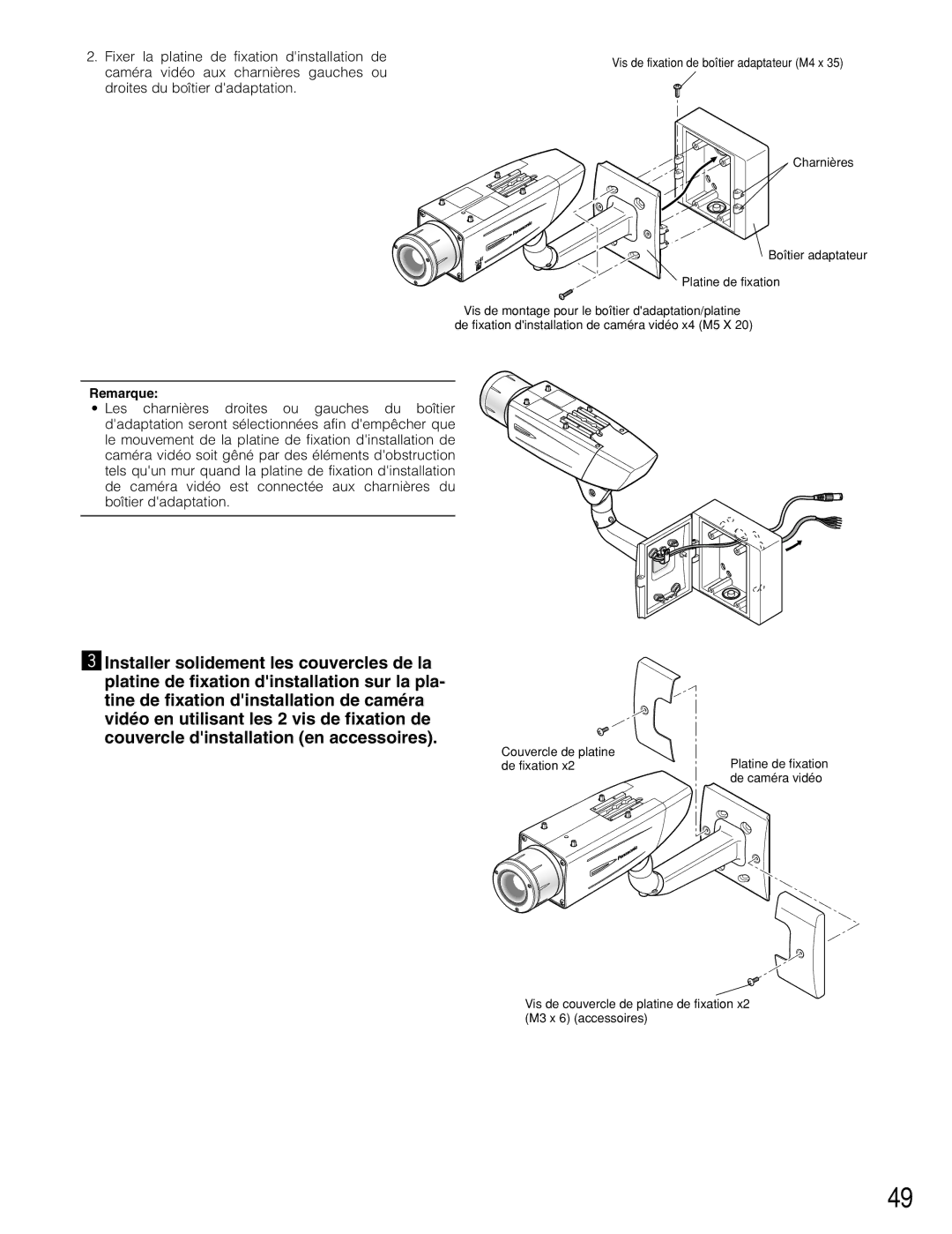 Panasonic WV-CW384 operating instructions Platine de fixation 