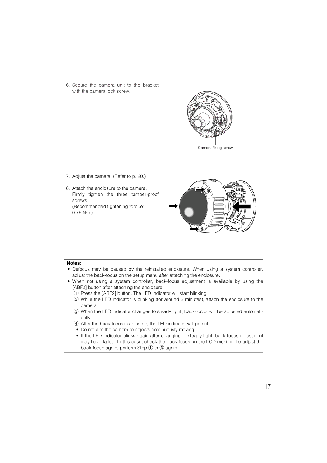 Panasonic WV-CW480S operating instructions Camera fixing screw 