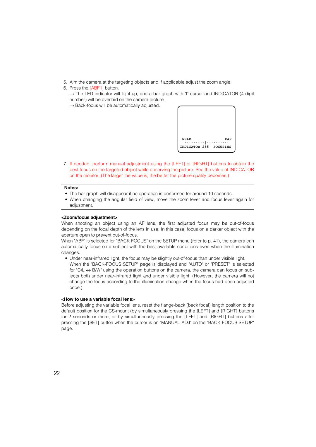 Panasonic WV-CW484 operating instructions Zoom/focus adjustment, How to use a variable focal lens 