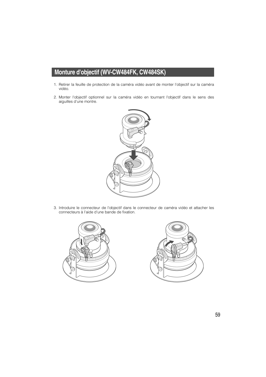 Panasonic operating instructions Monture dobjectif WV-CW484FK, CW484SK 