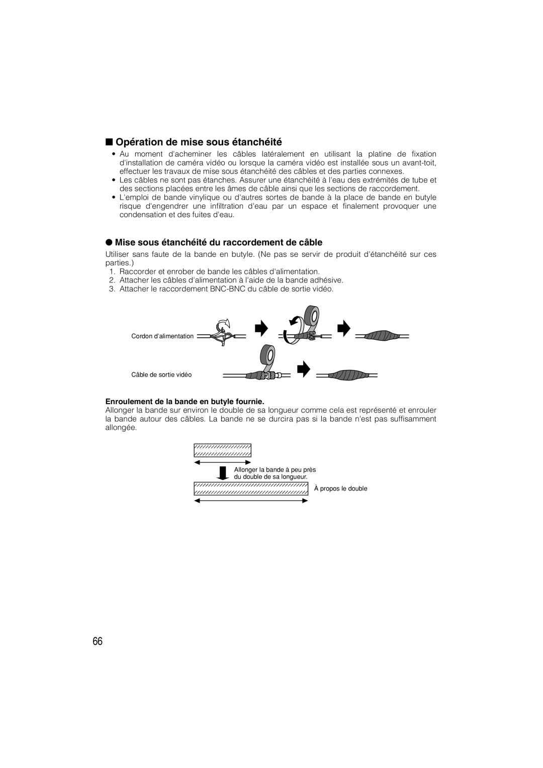 Panasonic WV-CW484 operating instructions Opération de mise sous étanchéité, Mise sous étanchéité du raccordement de câble 