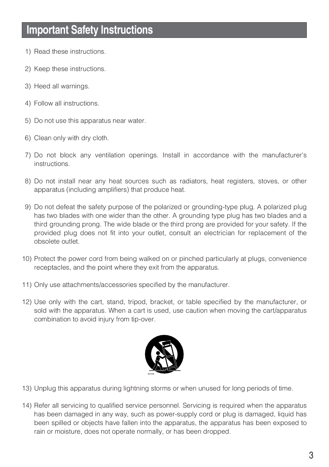 Panasonic WV-CW484F operating instructions Important Safety Instructions 