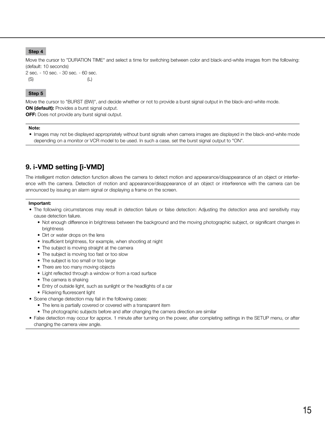 Panasonic WV-CW504SK, WV-CW504FK manual VMD setting i-VMD 