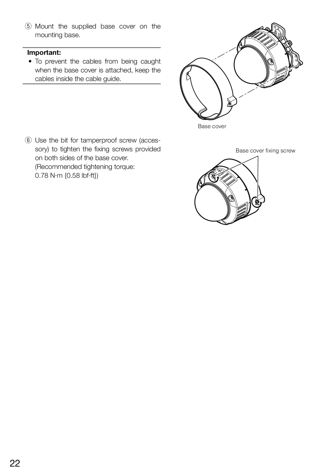 Panasonic WV-CW504FK WV-CW504S, WV-CW504SK manual Base cover 