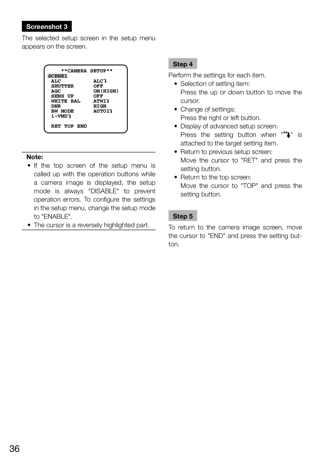 Panasonic WV-CW504FK WV-CW504S, WV-CW504SK manual Ret Top End 