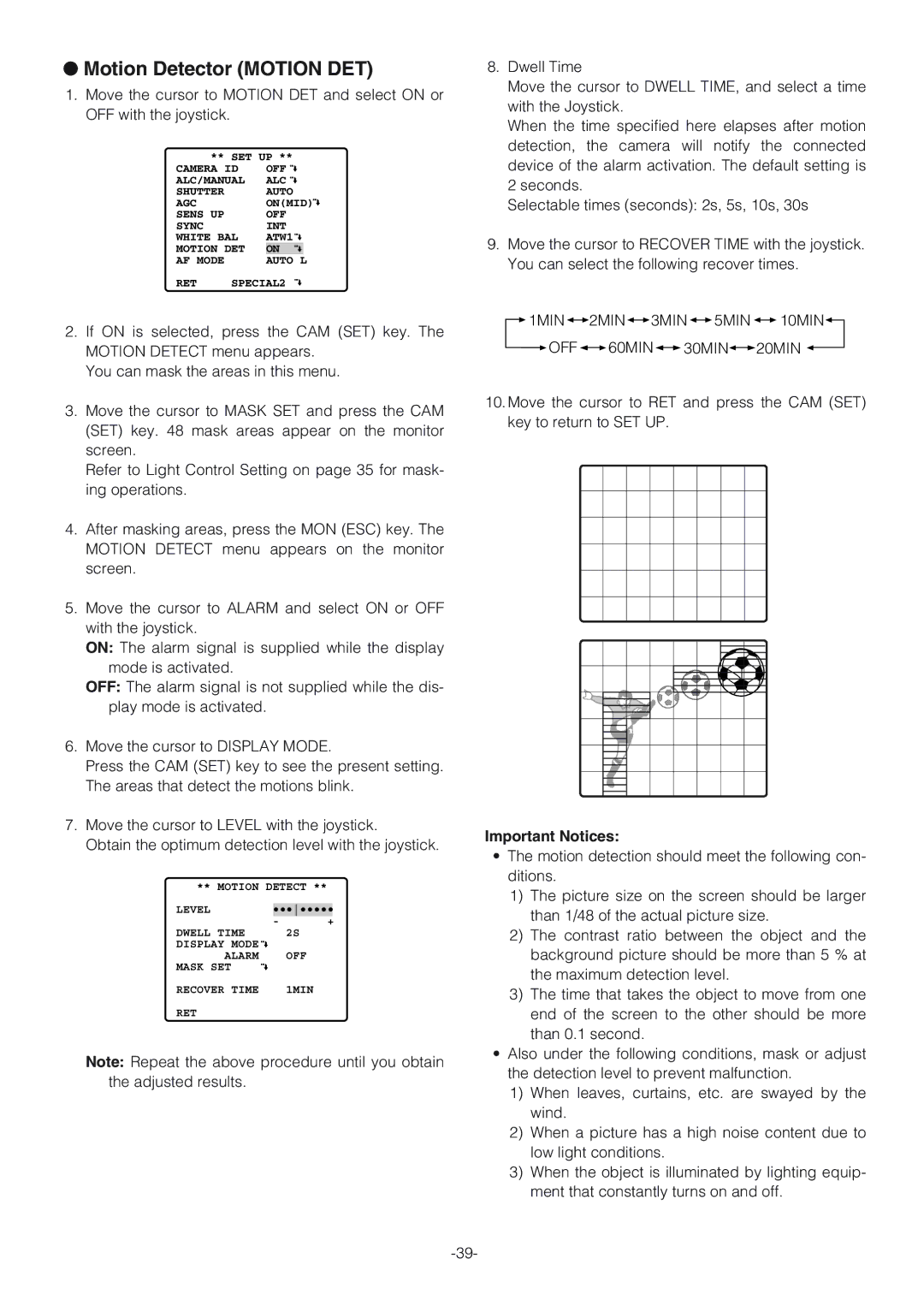 Panasonic WV-CW864A operating instructions Motion Detector Motion DET 