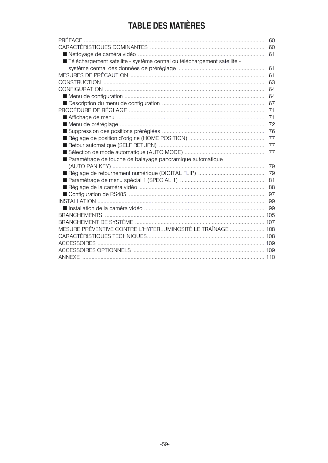 Panasonic WV-CW864A Préface Caractéristiques Dominantes, Mesures DE Précaution Construction Configuration, Branchements 