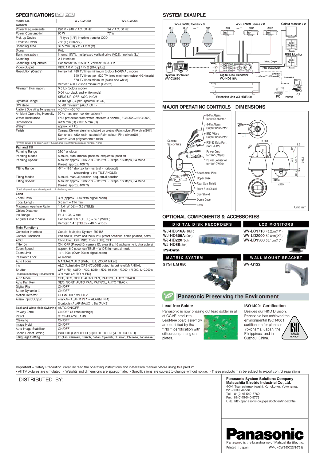 Panasonic WV-CW960 manual System Example 