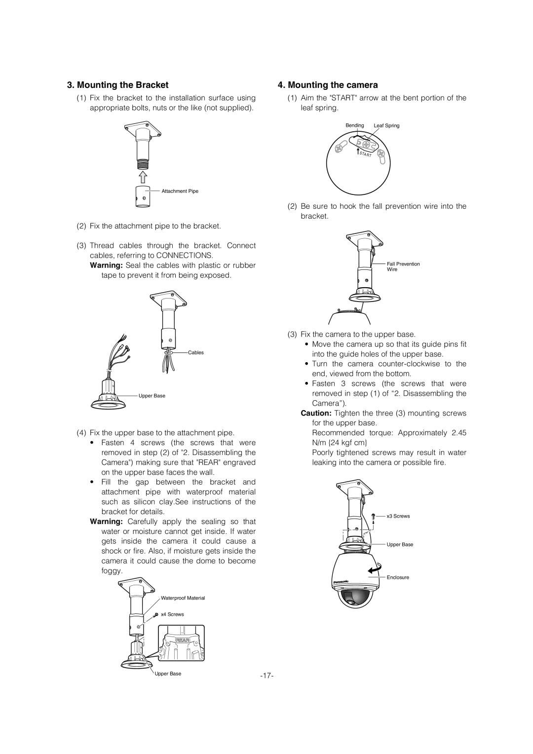 Panasonic WV-CW964 operating instructions Mounting the Bracket 