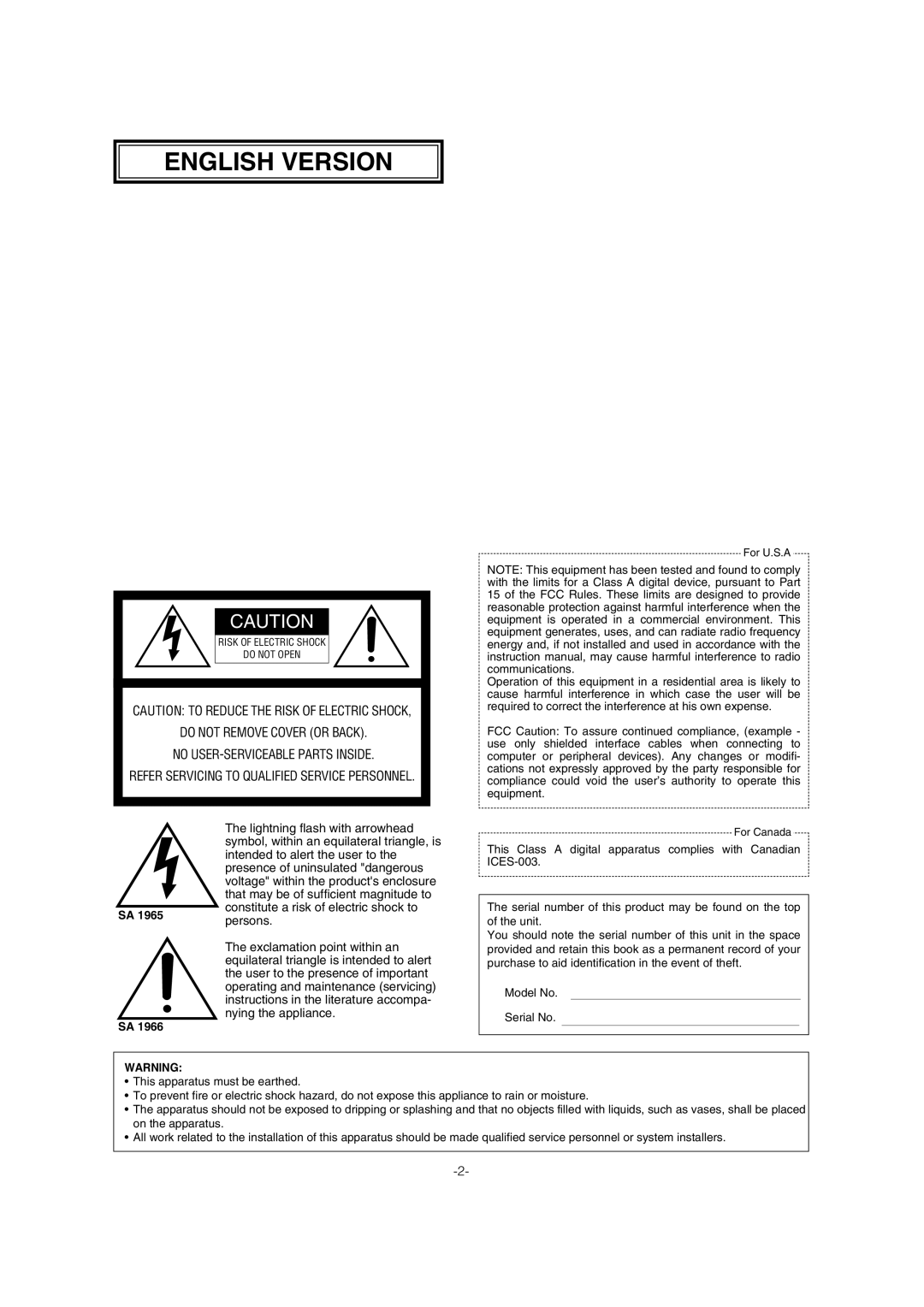 Panasonic WV-CW964 operating instructions English Version 