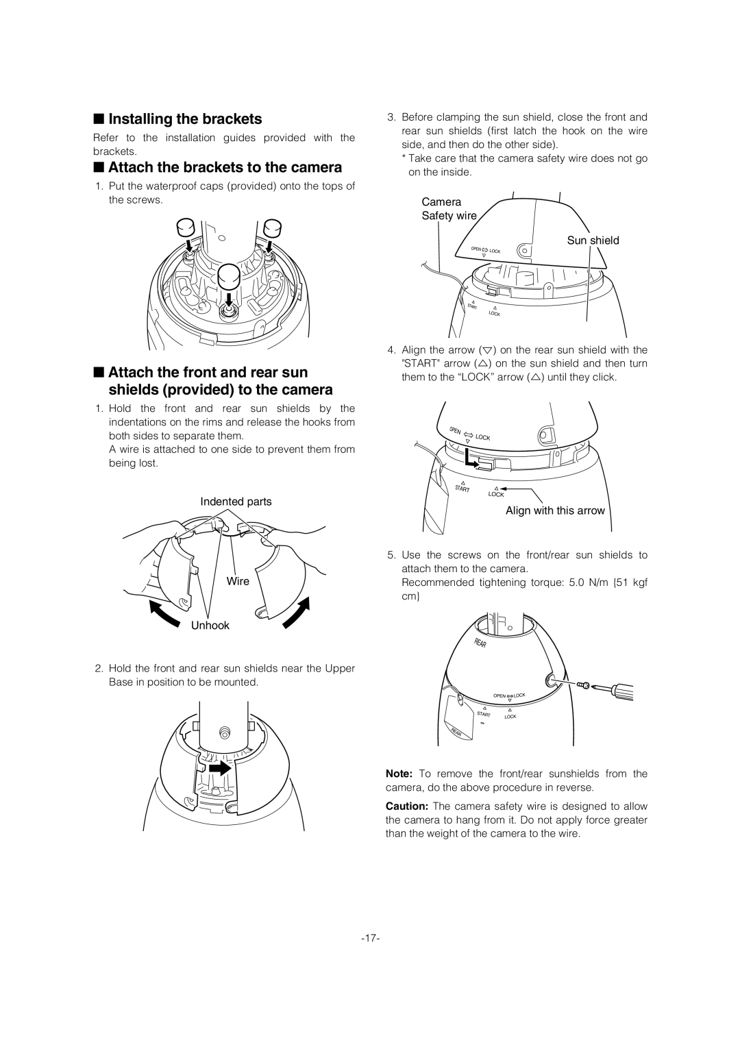 Panasonic WV-CW974 operating instructions Installing the brackets, Attach the brackets to the camera 