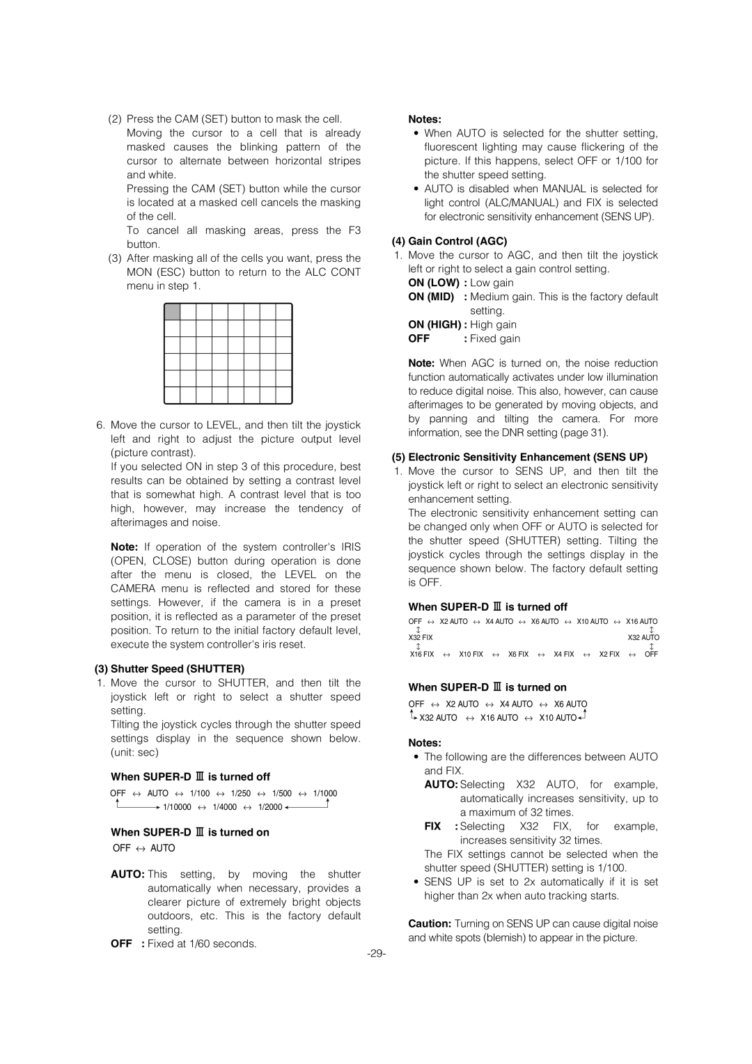 Panasonic WV-CW974 operating instructions On MID, Off 