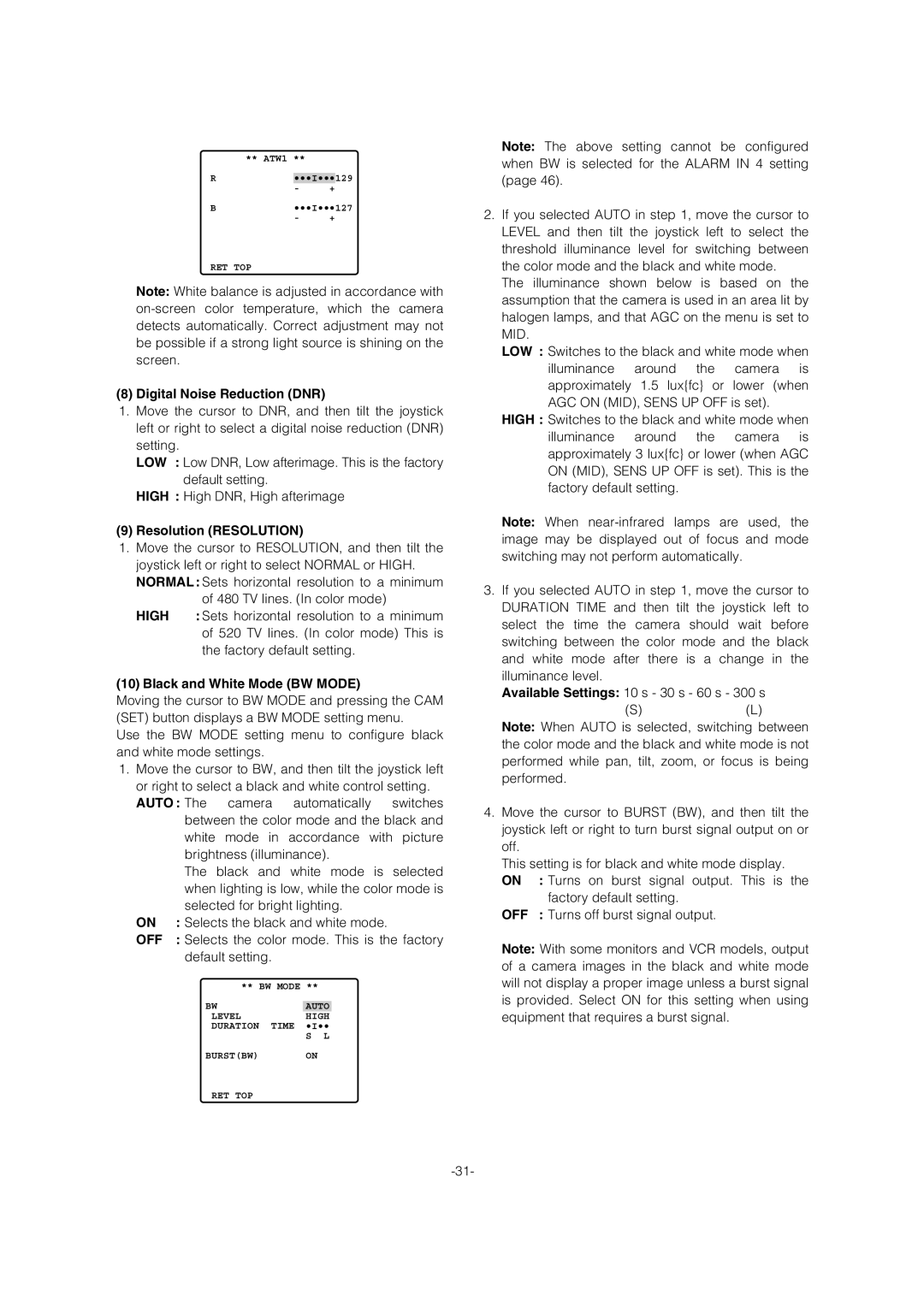 Panasonic WV-CW974 operating instructions High 