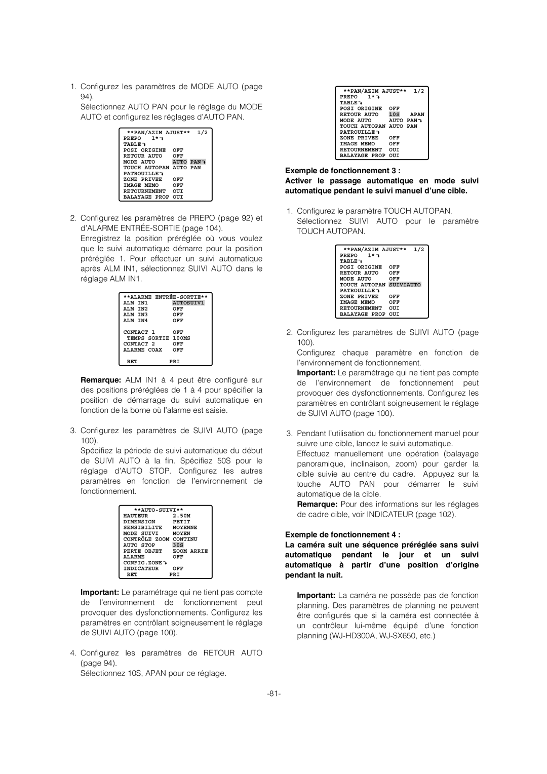 Panasonic WV-CW974 operating instructions Touch Autopan 