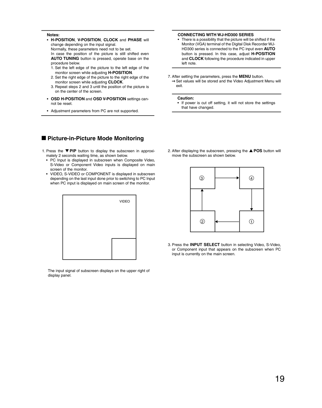 Panasonic WV-LC1710 operating instructions Picture-in-Picture Mode Monitoring, Connecting with WJ-HD300 Series 