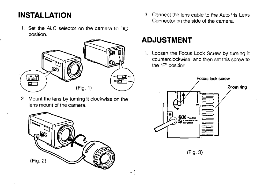 Panasonic WV-LZ62/8 manual 