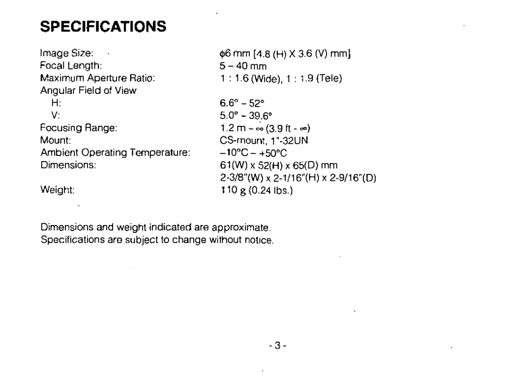 Panasonic WV-LZ62/8 manual 