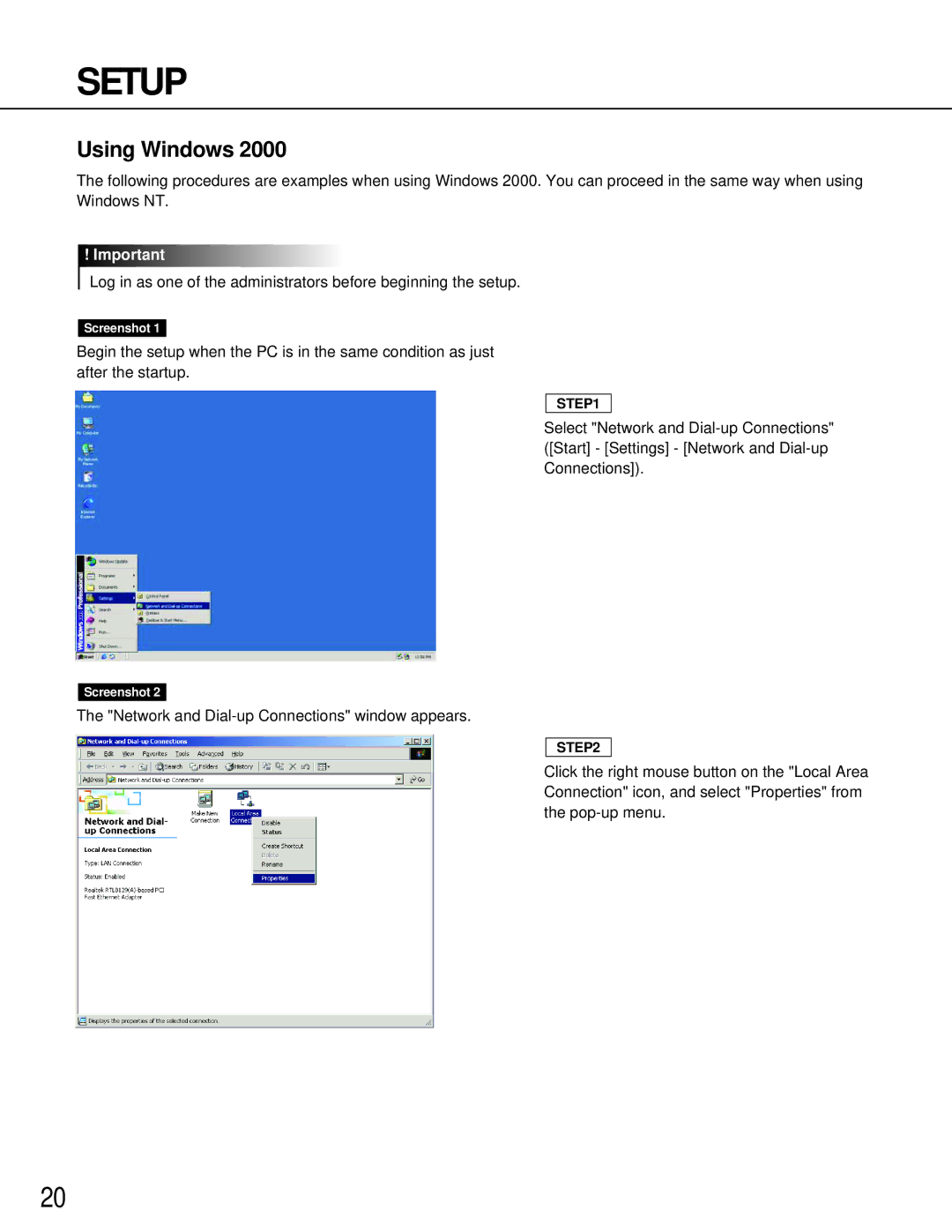 Panasonic WV-NM100 operating instructions Using Windows 