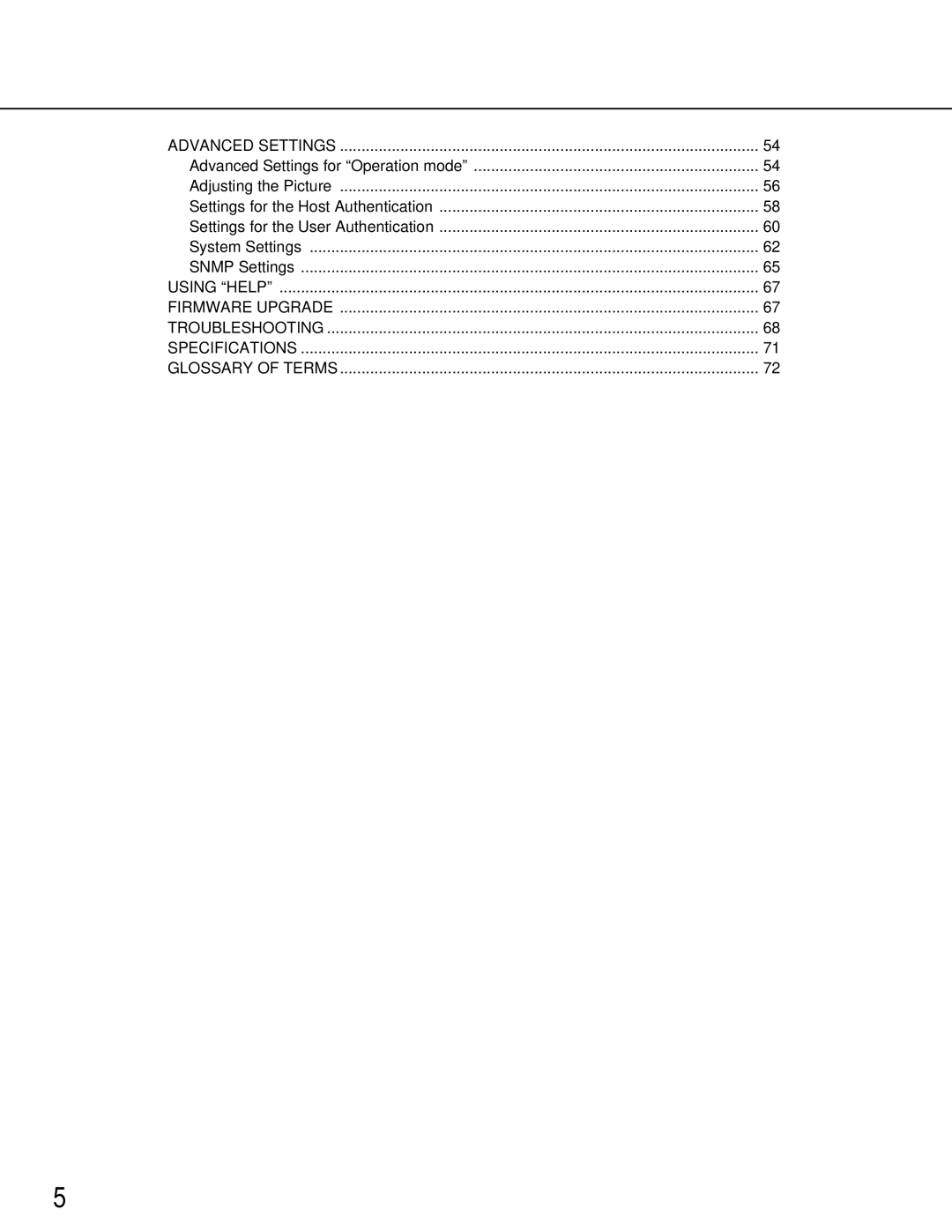 Panasonic WV-NM100 operating instructions Advanced Settings for Operation mode 