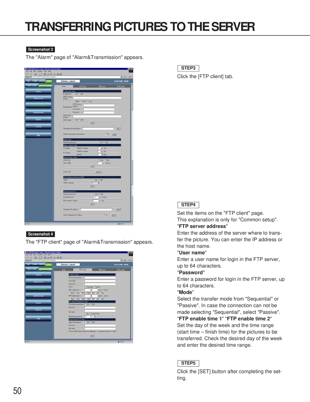 Panasonic WV-NM100 operating instructions Password, Mode 