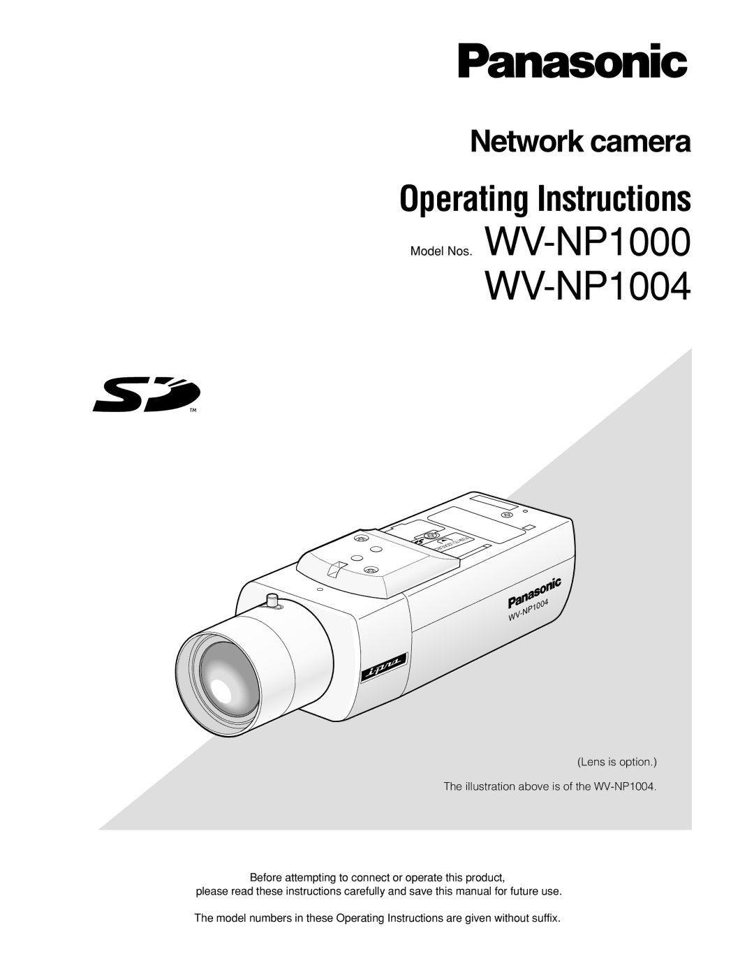 Panasonic WV-NP1004, WV-NP1000 manual 