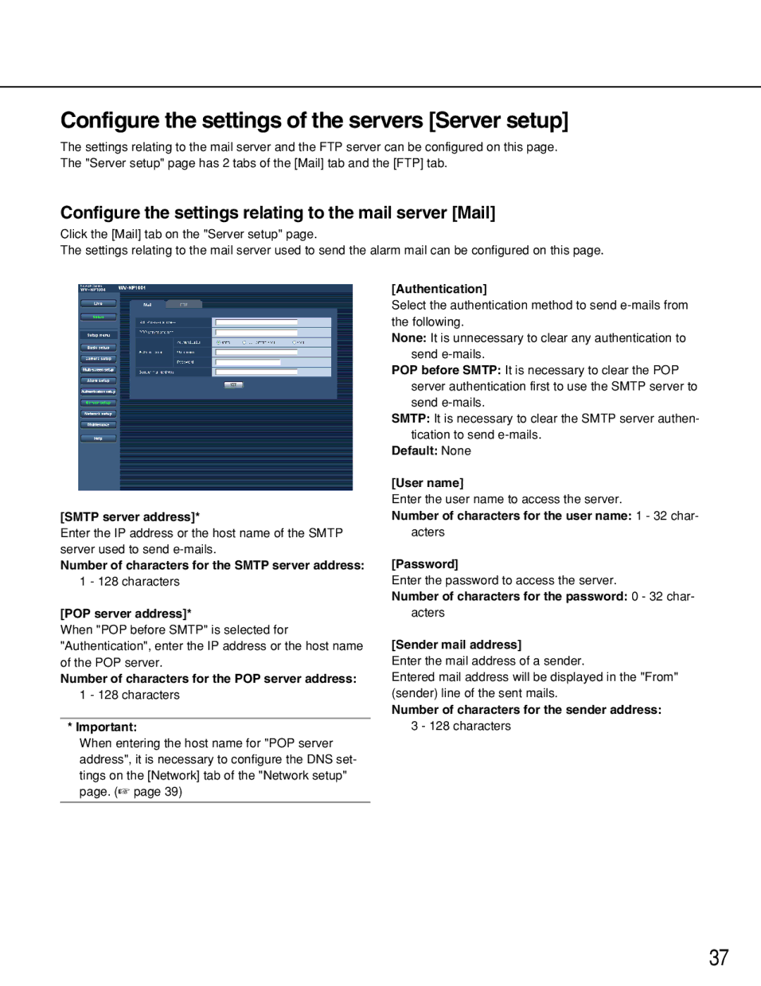 Panasonic WV-NP1004, WV-NP1000 manual Configure the settings of the servers Server setup 