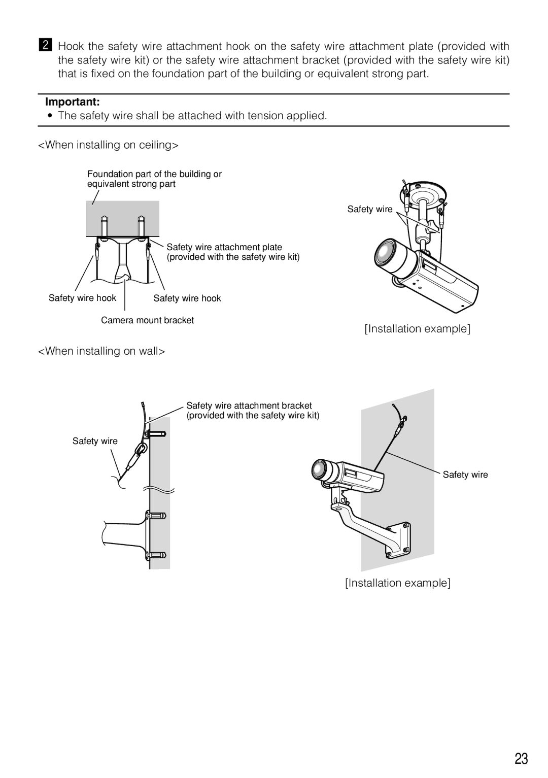 Panasonic WV-NP304 manual When installing on wall 