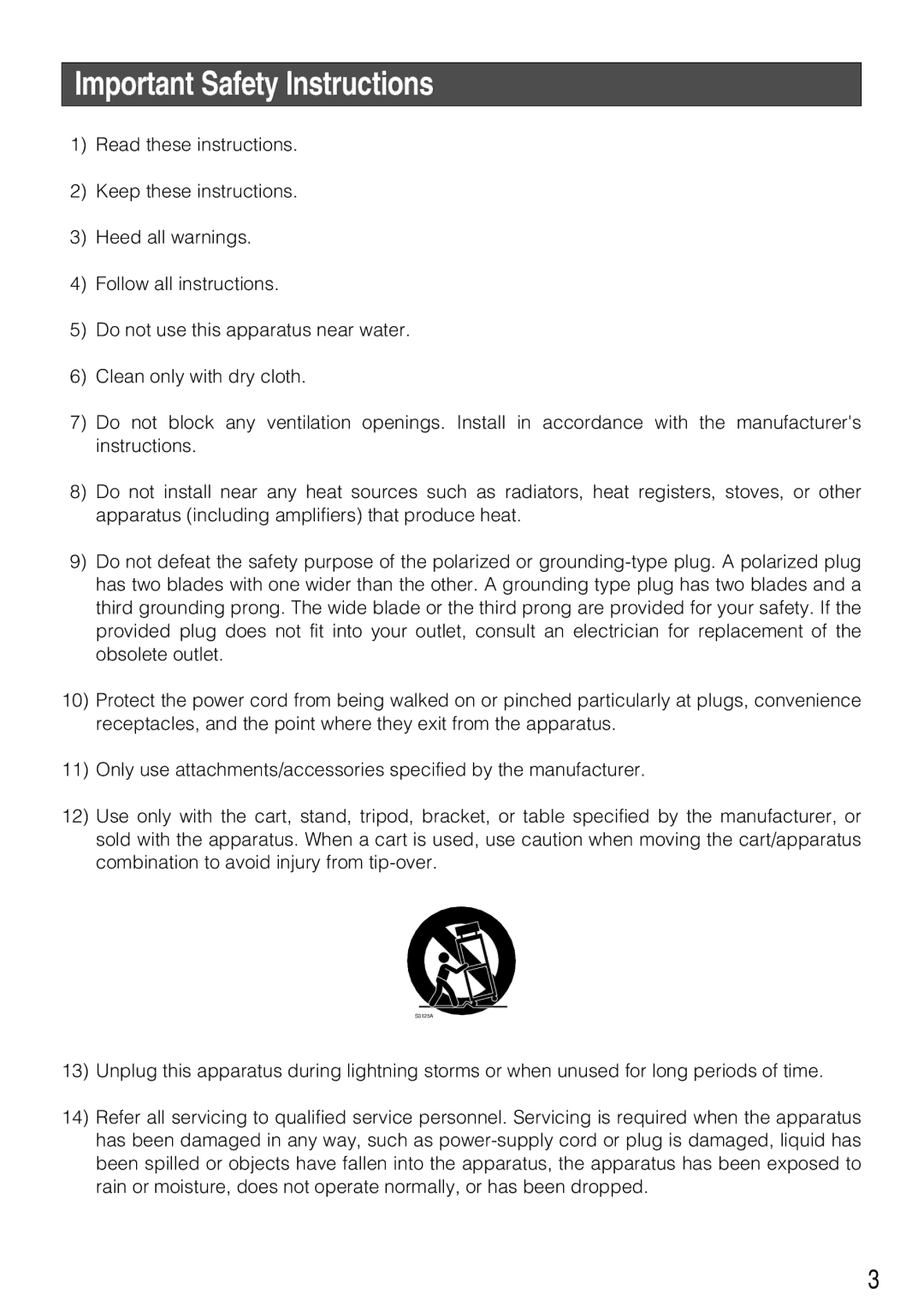 Panasonic WV-NP304 manual Important Safety Instructions 