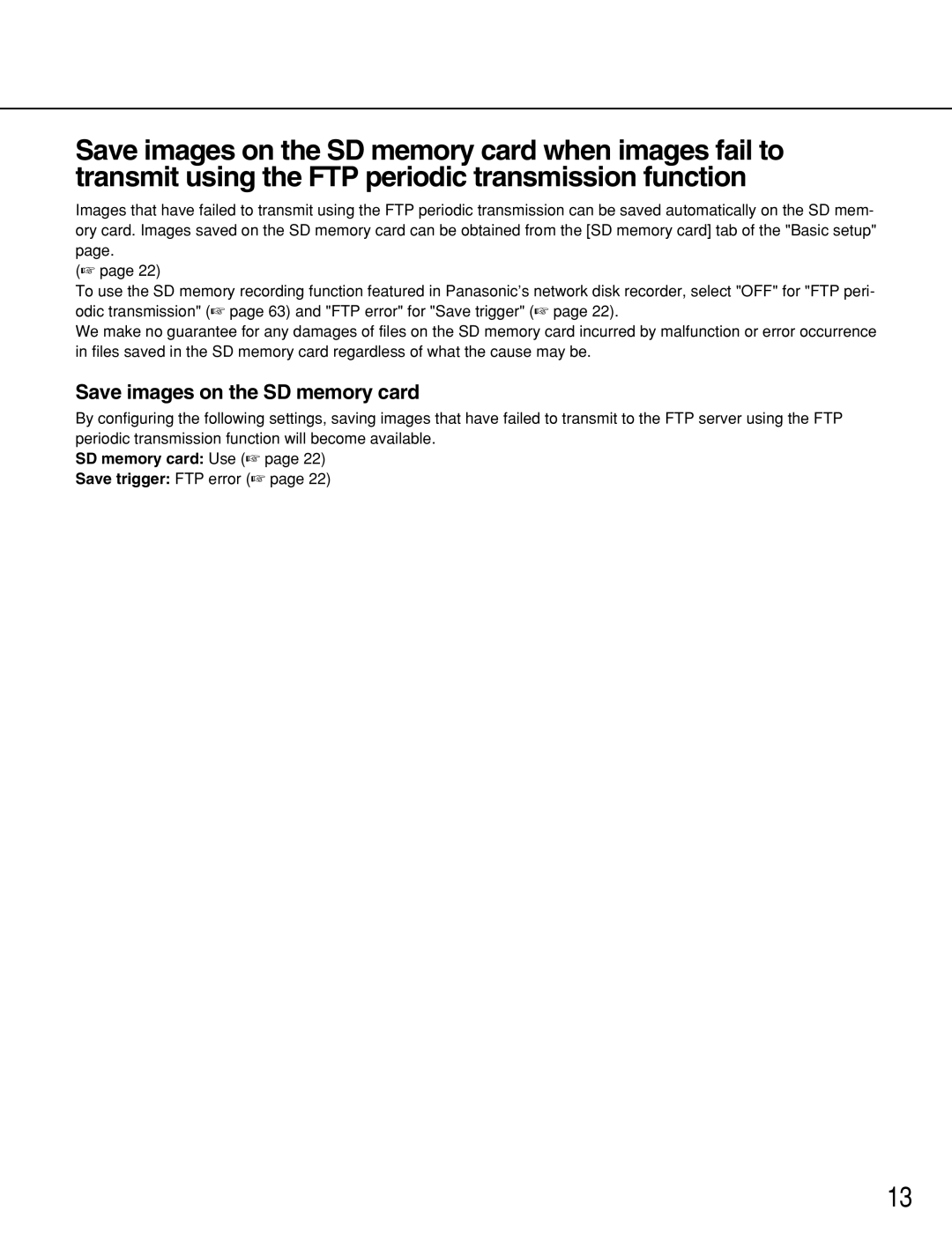 Panasonic WV-NS202 operating instructions Save images on the SD memory card, SD memory card Use 