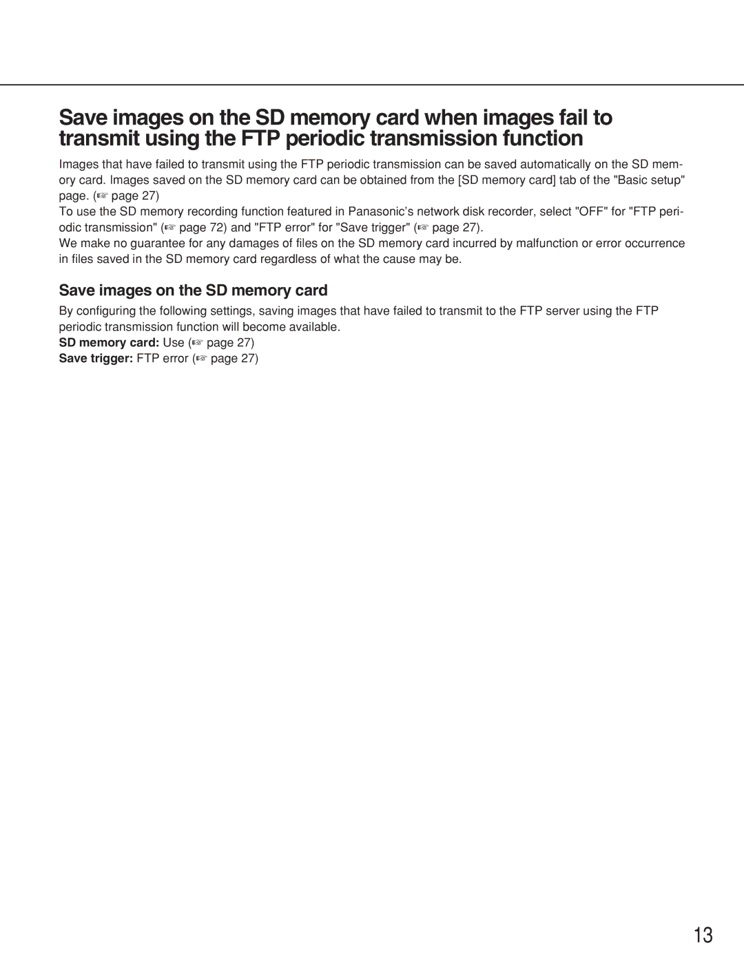 Panasonic WV-NS202A operating instructions Save images on the SD memory card, SD memory card Use 